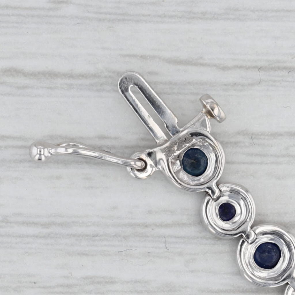 Gray New 6.22ctw Sapphire Diamond Halos Tennis Bracelet 14k White Gold 7.25" 5.6mm