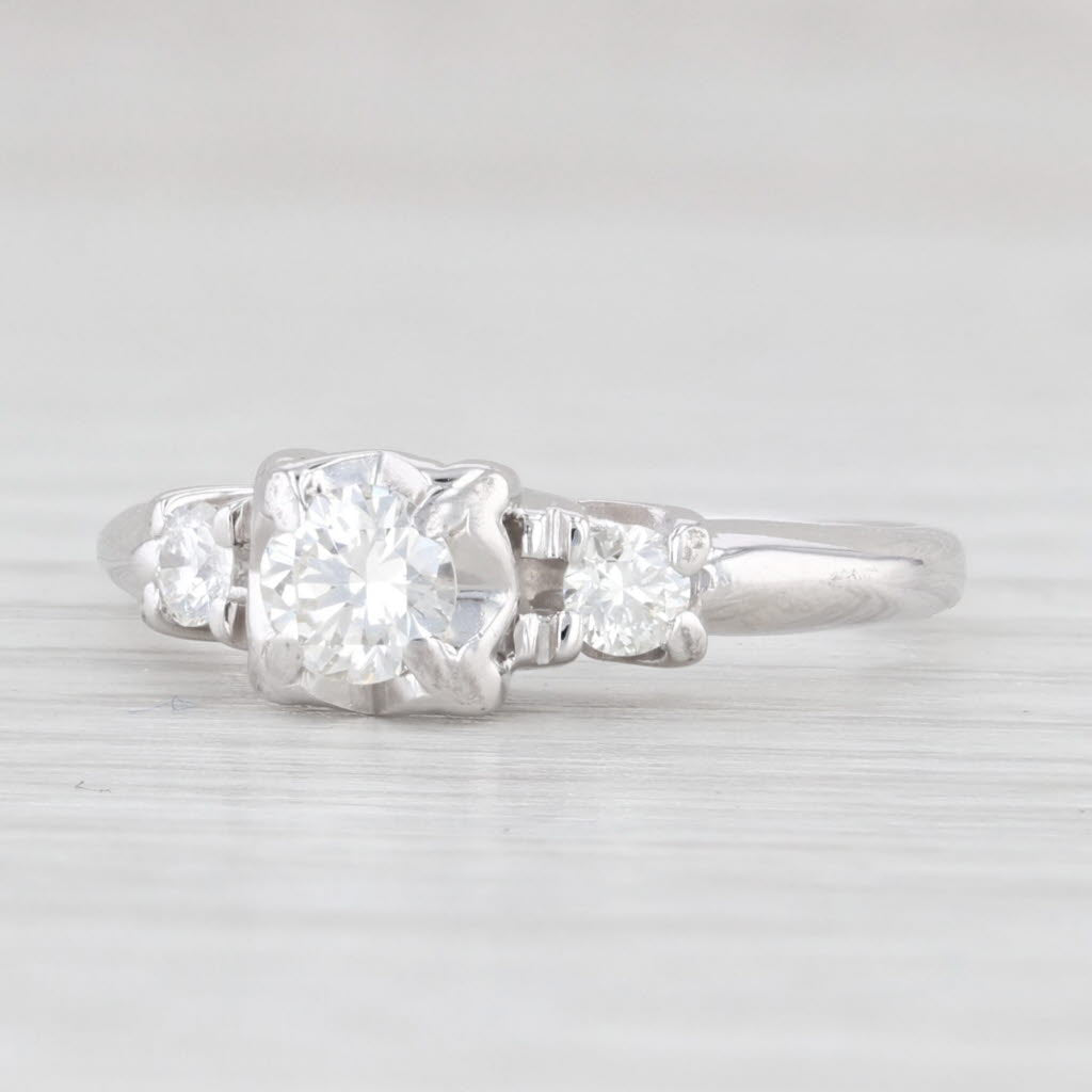 Light Gray 0.41ctw Round Diamond Engagement Ring 14k White Gold Size 5.5