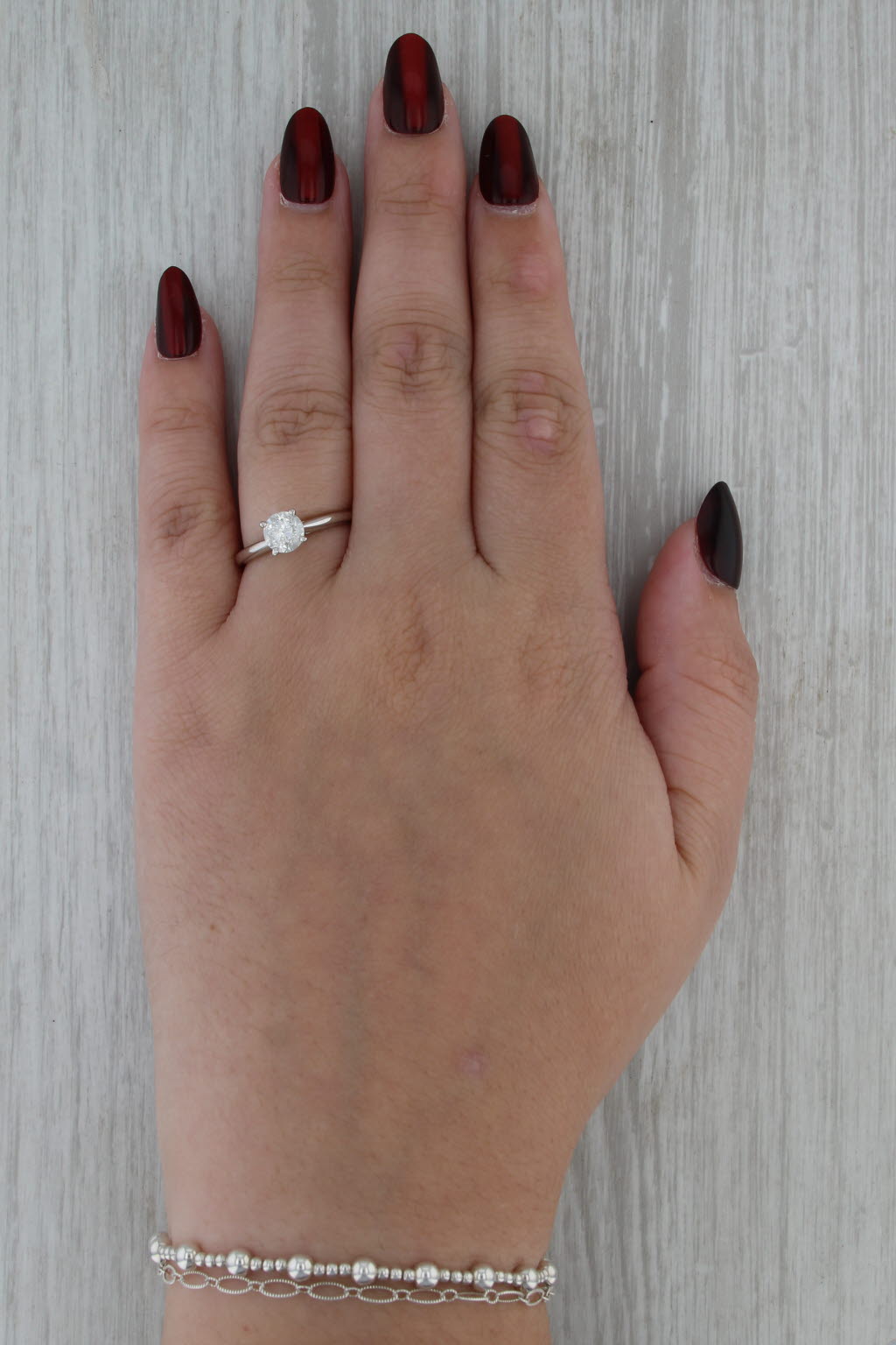 0.96ct Round Diamond Solitaire Engagement Ring 10k White Gold Size 7