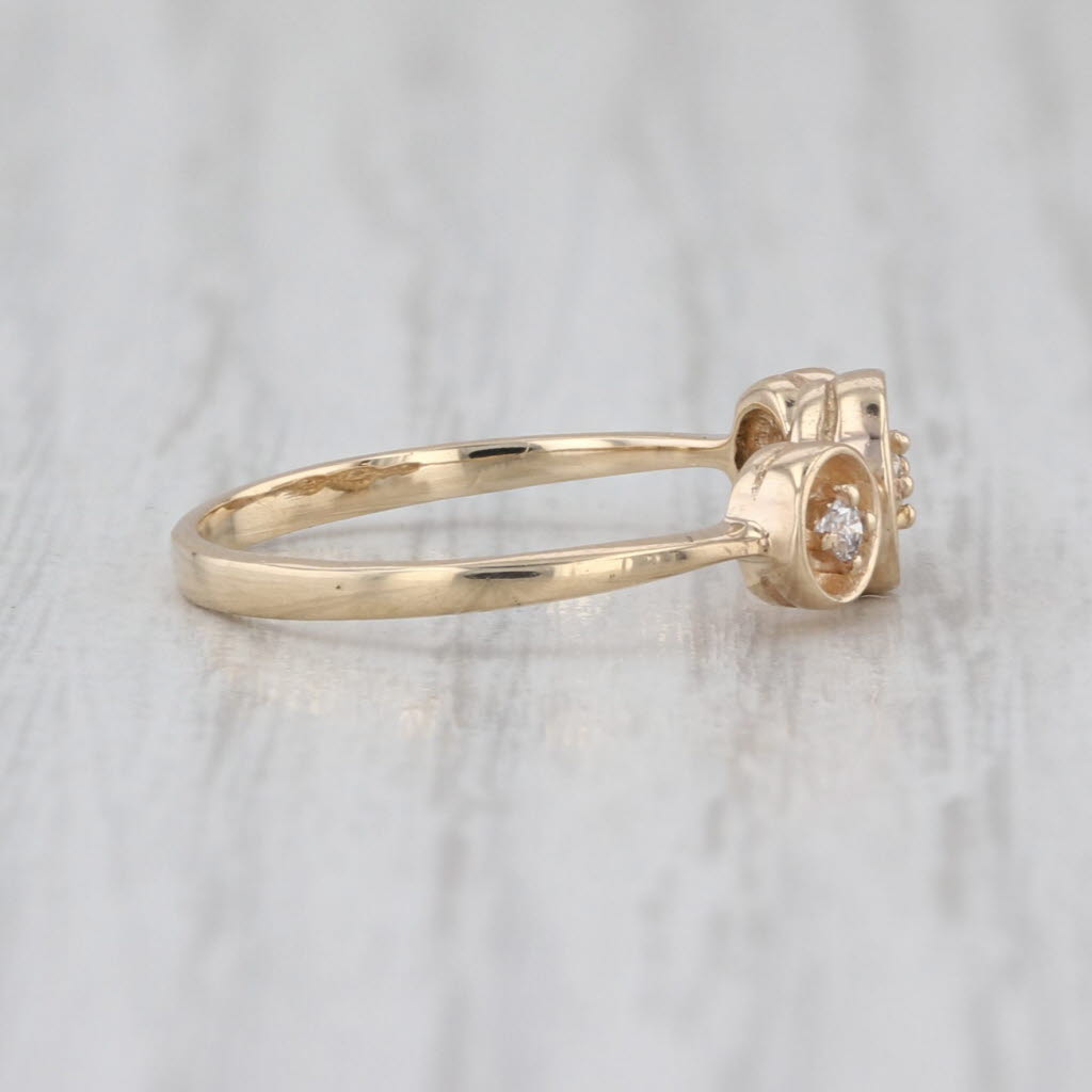 Diamond 3-Stone Circles Ring 10k Yellow Gold Size 4.75