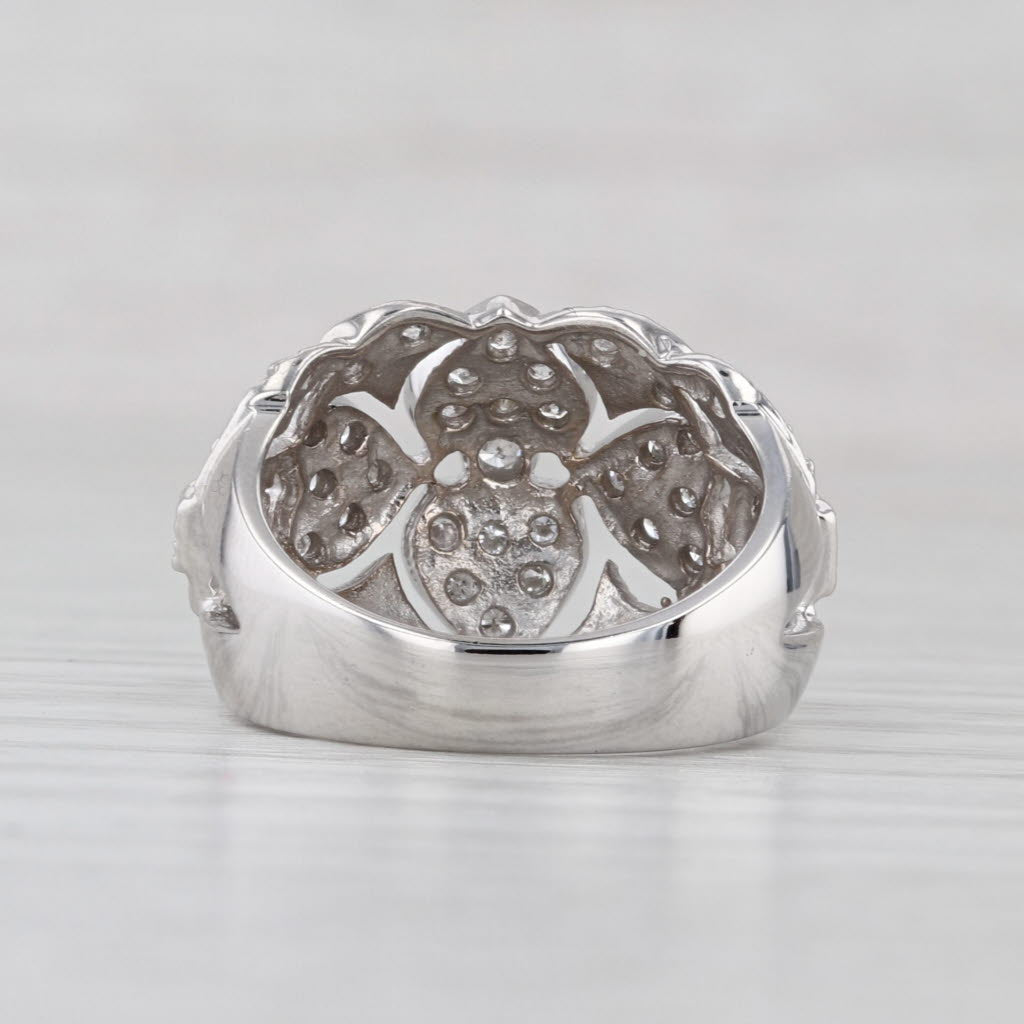 0.65ctw Diamond Cluster Hearts Ring 14k White Gold Size 6 Cocktail