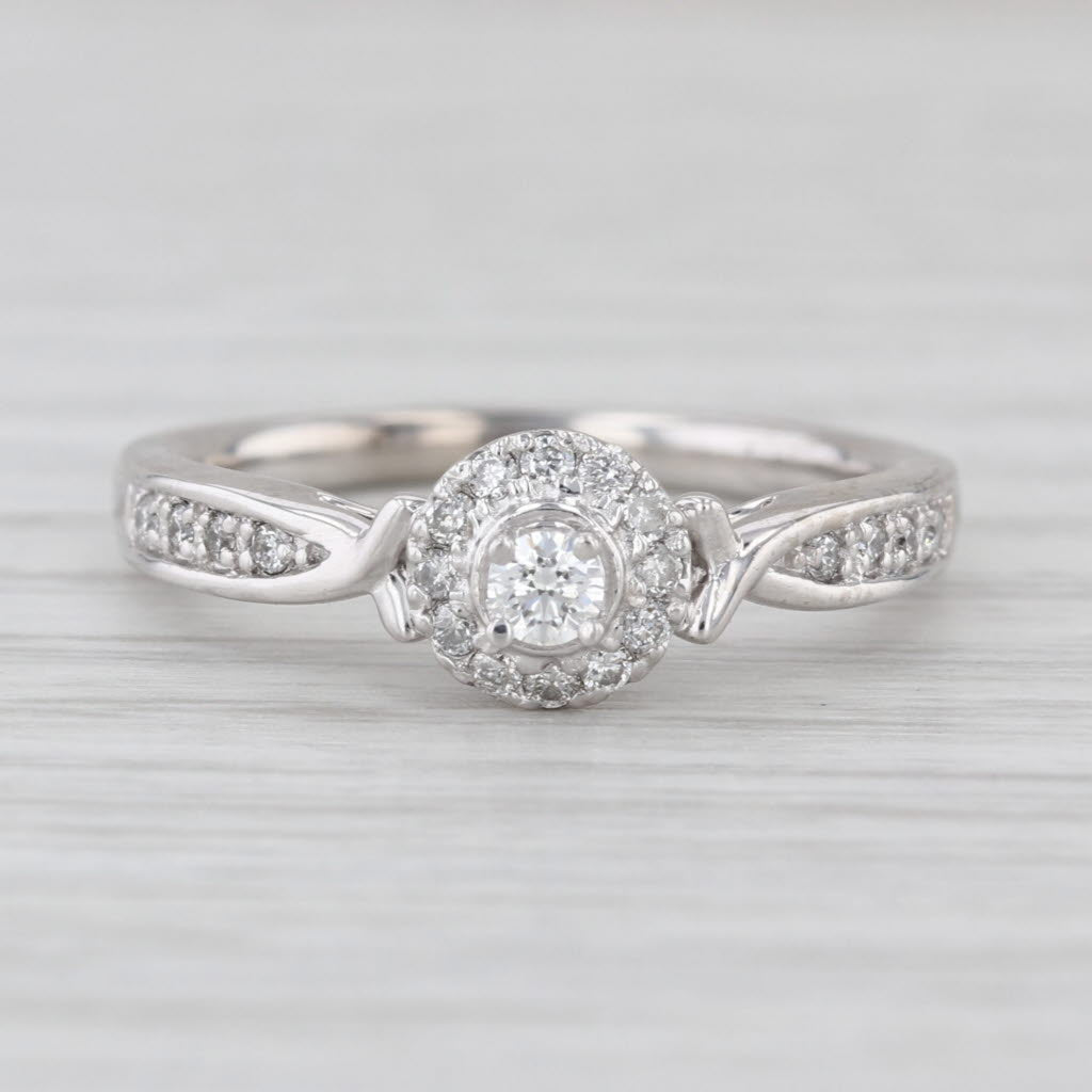 0.28ctw Round Diamond Halo Engagement Ring 950 Palladium Size 7.25
