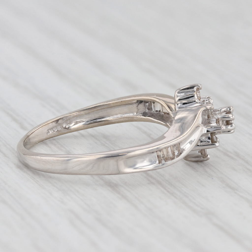 Light Gray 0.20ctw Diamond Cluster Bypass Ring 10k White Gold Size 6.75 Engagement