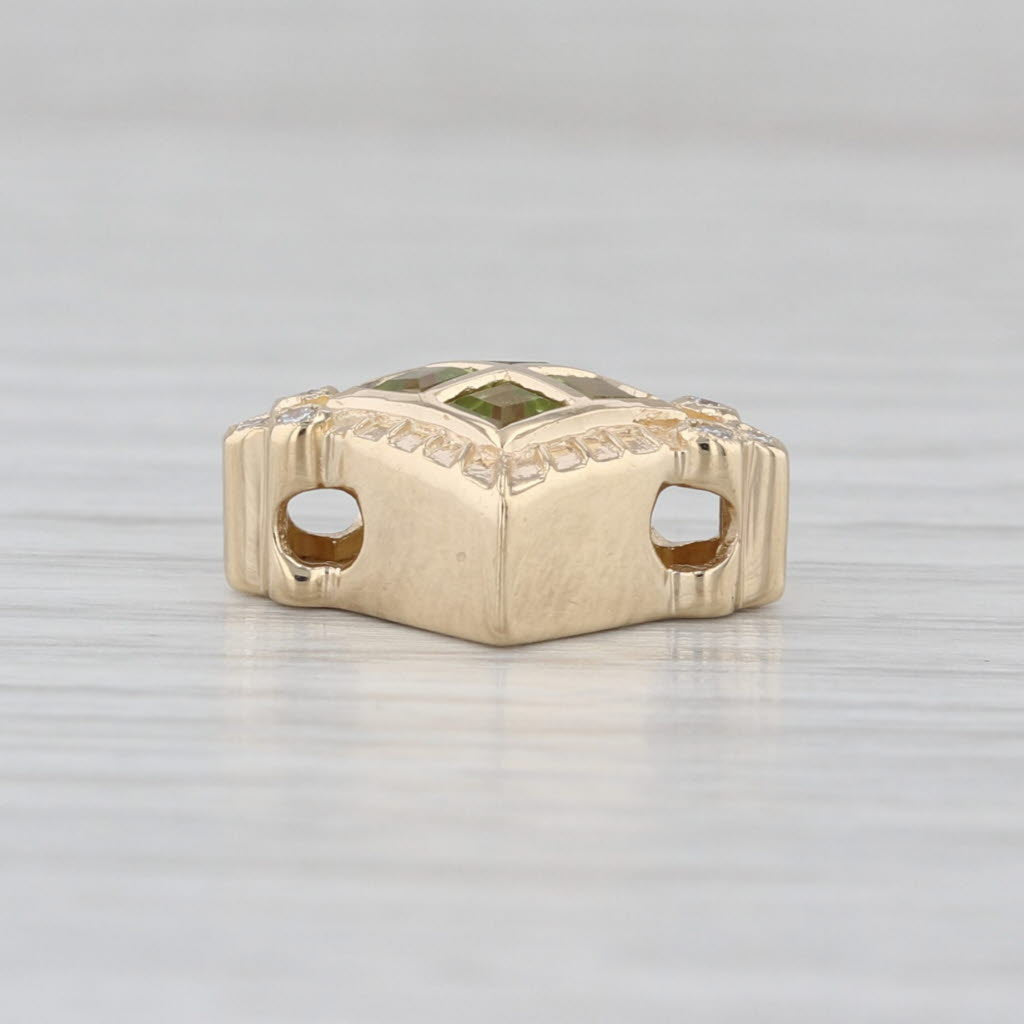 Joshua 0.64ctw Peridot Diamond Slide Bracelet Charm 14k Yellow Gold Vintage