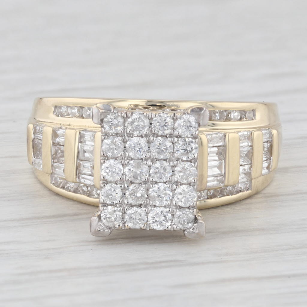 Light Gray 1.16ctw Diamond Engagement Ring 10k Gold Size 7.25 Cathedral Band