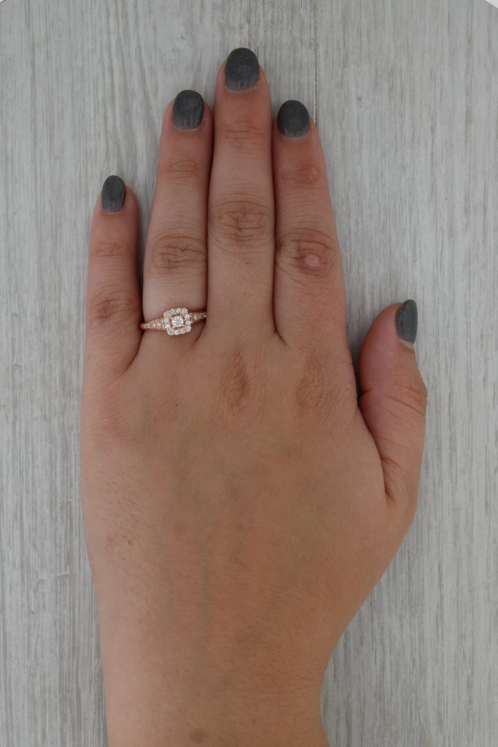 0.34ctw Diamond Halo Engagement Ring 14k Rose Gold Size 7 Keepsake