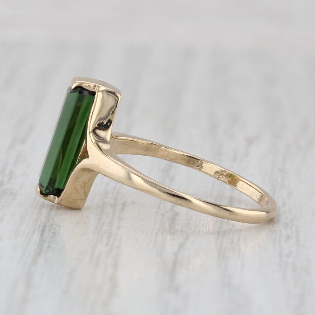2ct Green Tourmaline Solitaire Ring 14k Yellow Gold Size 8