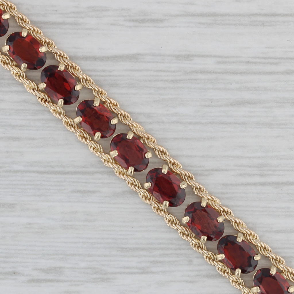 Gray 13ctw Red Garnet Tennis Bracelet 14k Yellow Gold 7" 7mm