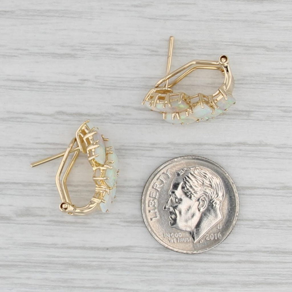 Opal Drop Earrings 14k Yellow Gold Pierced Omega Backs