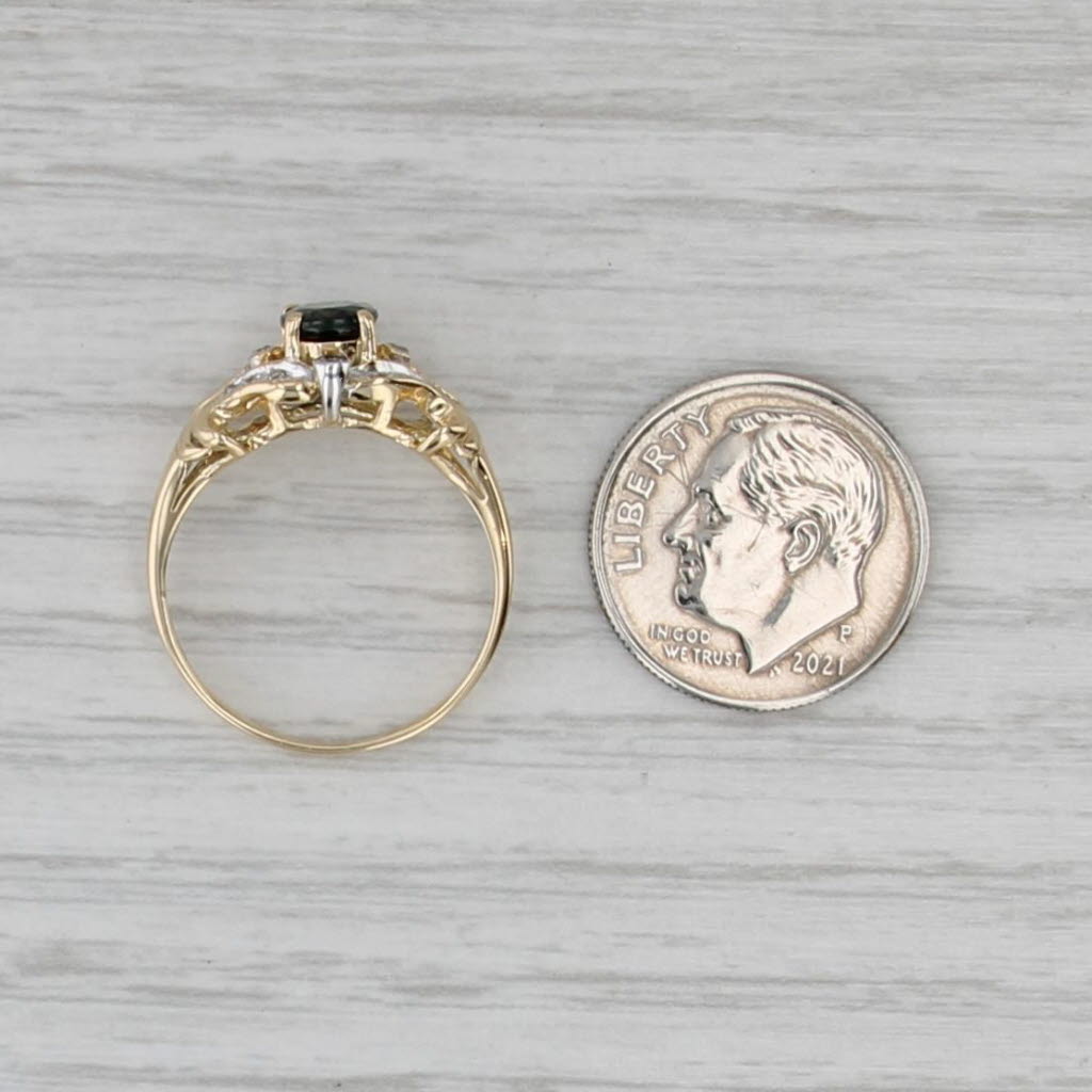 0.38ctw Blue Sapphire Diamond Ring 14k Yellow Gold Size 6.5