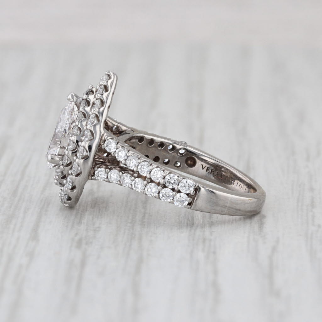 Vera Wang Love 1.96ctw Lab Grown Diamond Pear Halo Engagement Ring 14k Gold GSI