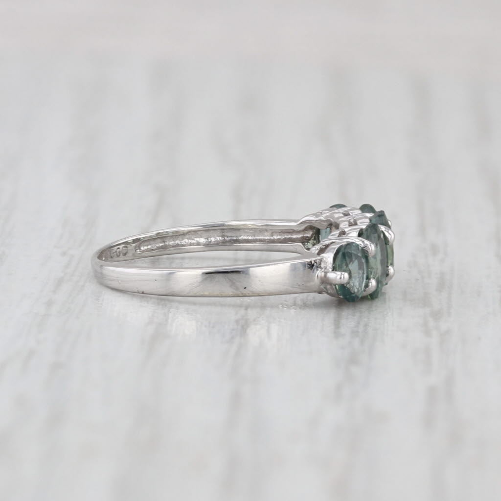 1.87ctw Green Color Change Sapphire Ring 10k White Gold Size 5.5 Stackable COA