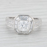 New 2.39ctw Diamond Halo Engagement Ring 18k White Gold Size 7.75 GIA