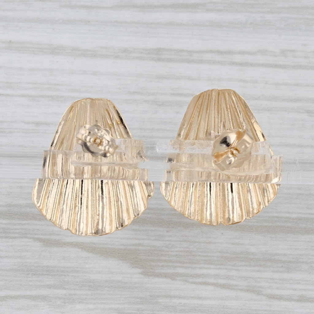 Shell Stud Earrings 14k Yellow Gold Nautical Studs