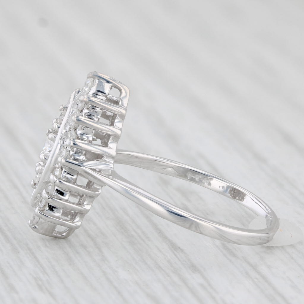 Light Gray 0.41ctw Diamond Halo Ring 14k White Gold Size 6.75 Marquise Shape Engagement
