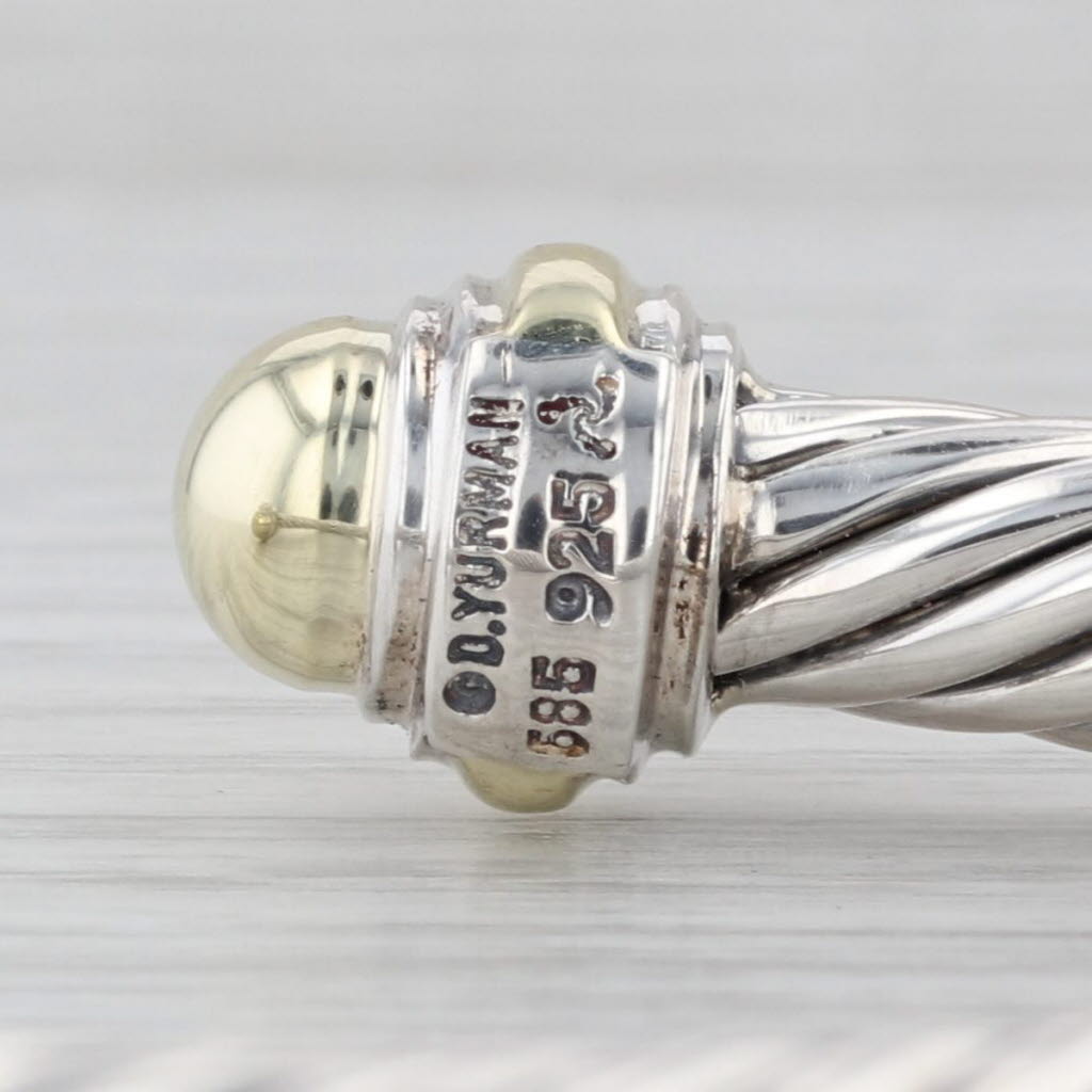 David Yurman Cable Dome Cuff Bracelet Sterling Silver 14k Gold 6.5"