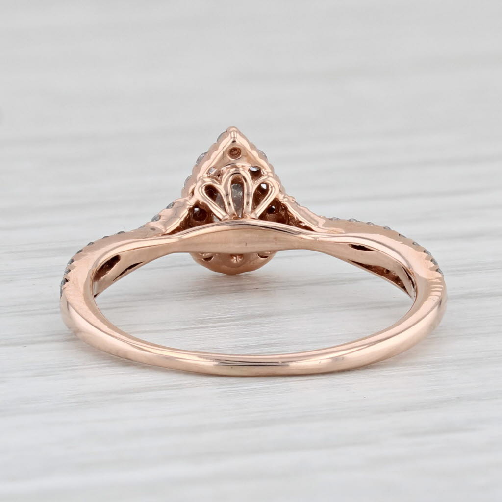 Light Gray 0.58ctw Diamond Pear Halo Engagement Ring 14k Rose Gold Size 5.5
