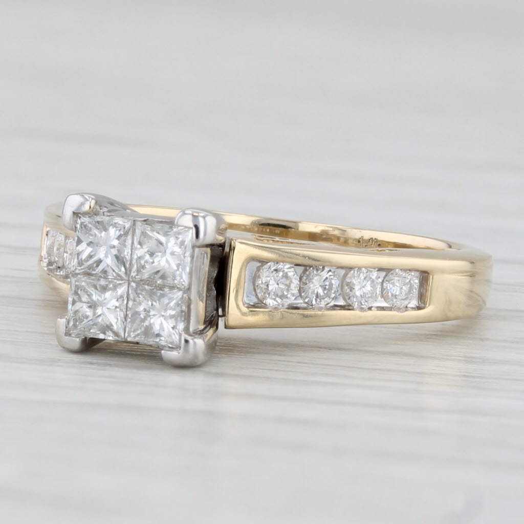 Light Gray 0.70ctw Princess Diamond Engagement Ring 14k Yellow White Gold Size 6.5