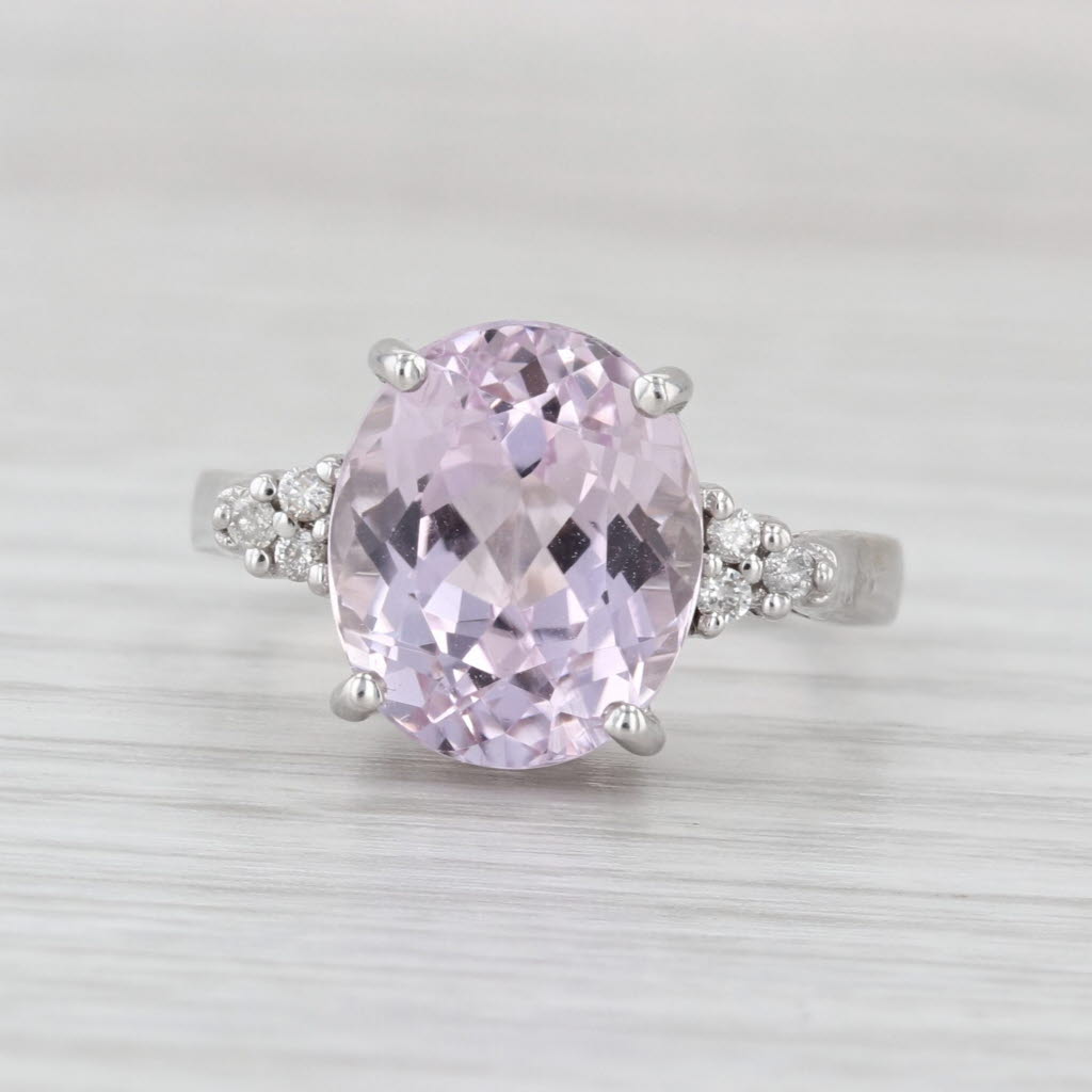 5.88ctw Pink Kunzite Diamond Ring 14k White Gold Size 8