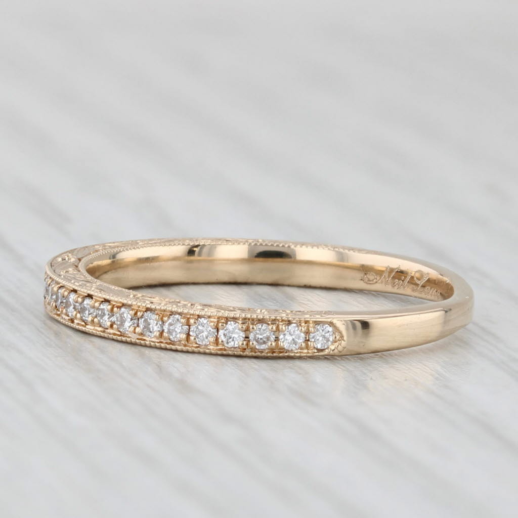 Light Gray Neil Lane 0.55ctw Diamond Wedding Band 14k Gold Ring Ornate Pattern w/ Box