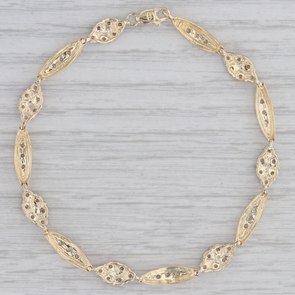Gray 0.60ctw Diamond Cluster Bracelet 10k Yellow Gold 7.5" 6mm