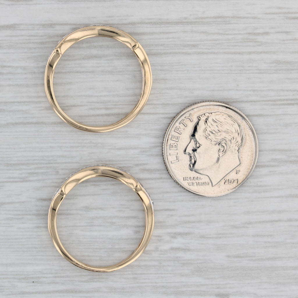 Gray 0.50ctw Diamond Wedding Band Enhancers Guards 14k Yellow Gold Size 6 Set of 2