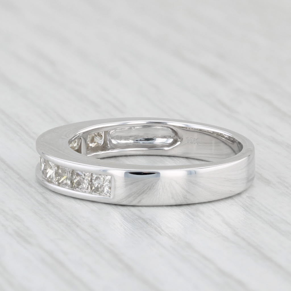 Light Gray 0.75ctw Diamond Wedding Band 10k White Gold Size 7 Ring Stackable Anniversary