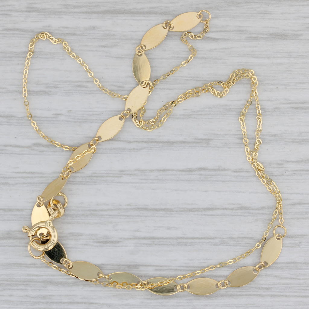 Gray New Marquise Links 14k Yellow Gold 18" Cable Chain Necklace