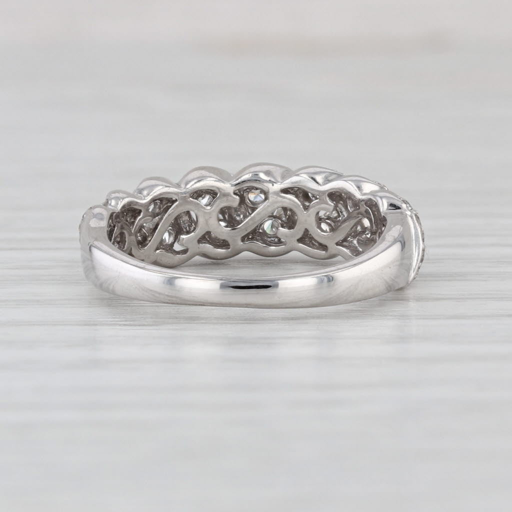 0.72ctw Diamond Anniversary Wedding Band 14k White Gold Size 6.25 Stackable