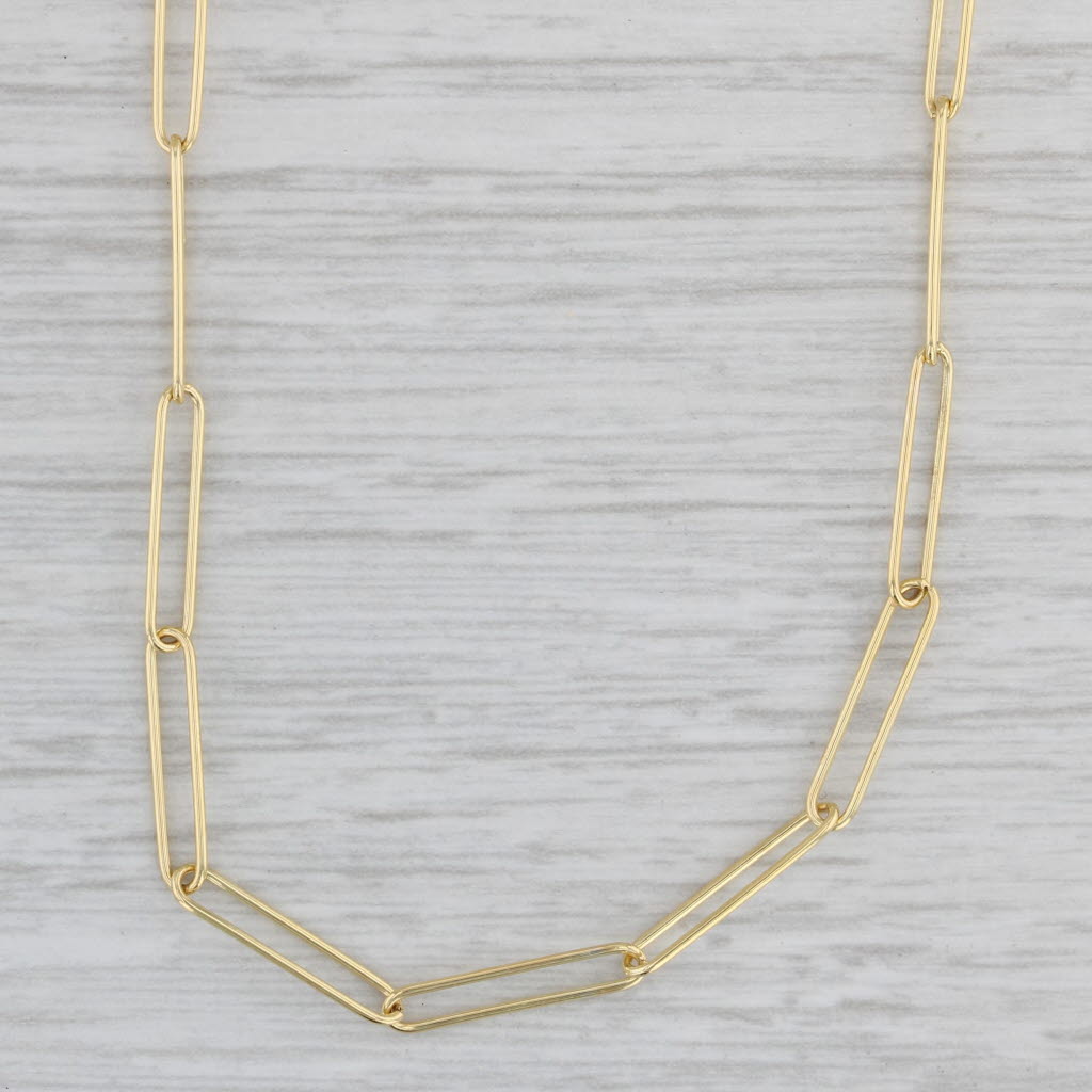 Gray New Petite Paper Clip Chain Necklace 14k Yellow Gold 18" 2.8mm