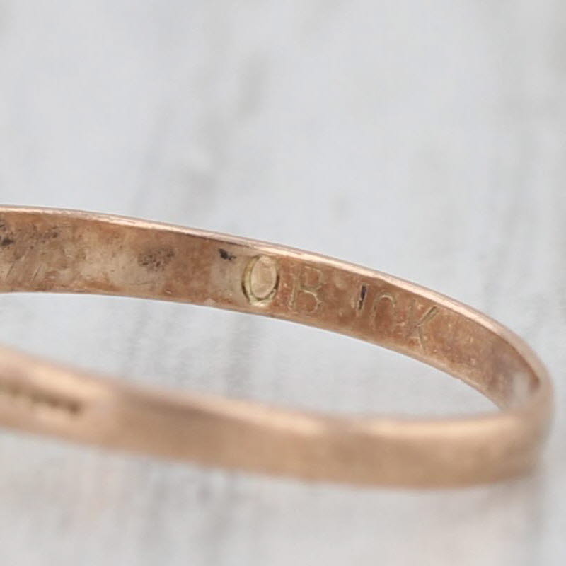 Ostby Barton Antique Blue Glass Ring 10k Yellow Gold Size 1 Imitation Sapphire