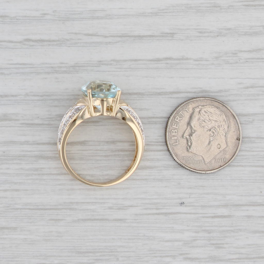 Gray 4.99ctw Aquamarine Diamond Ring 14k Yellow Gold Size 6