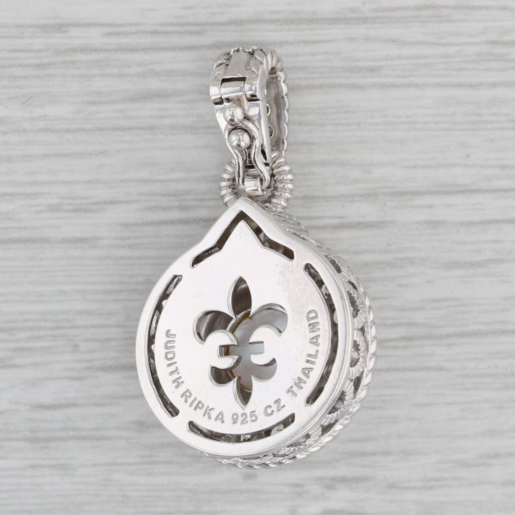 Gray Judith Ripka Pearl Cubic Zirconia Enhancer Pendant Sterling Silver Clip Bail