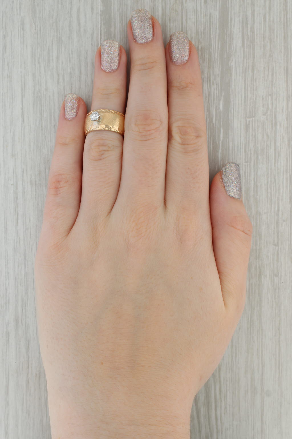 Dark Gray 0.25ct Diamond Engagement Ring 14k Yellow Gold Size 5 1/4
