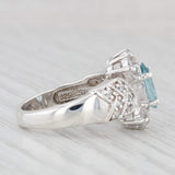 2.39ctw Blue White Zircon Cubic Zirconia Cocktail Ring Sterling Silver Size 6