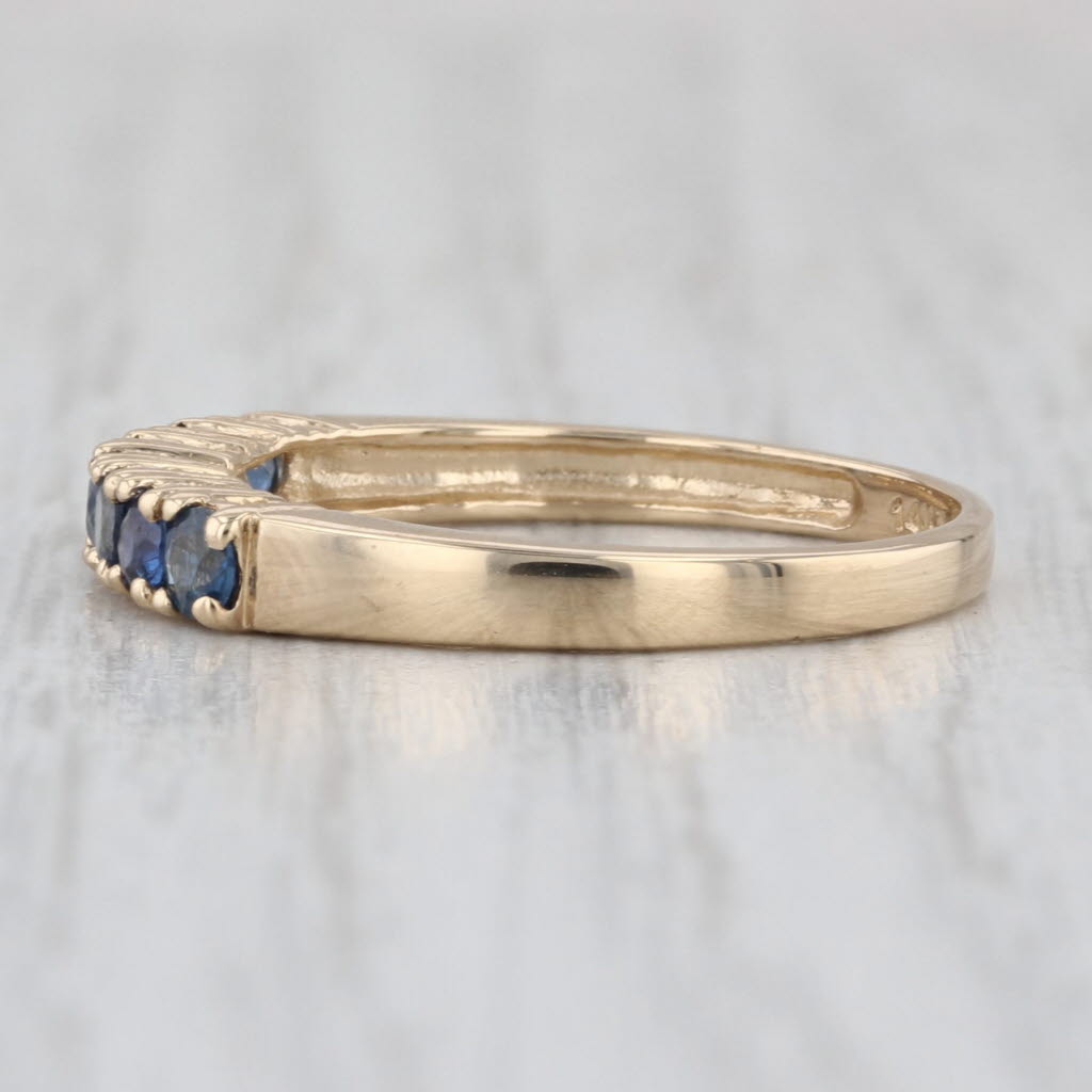 0.56ctw Blue Sapphire Ring 14k Yellow Gold Size 7 Stackable Wedding Band