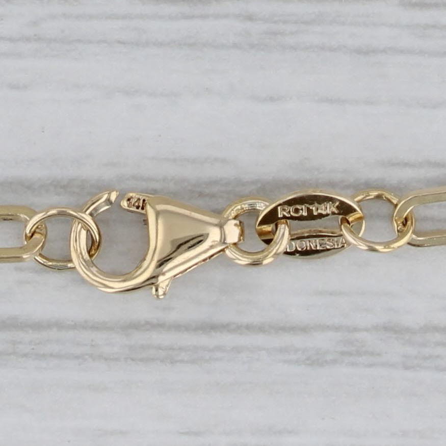 Gray Long Paperclip Cable Chain Necklace 14k Yellow Gold 29.5" 2.6mm