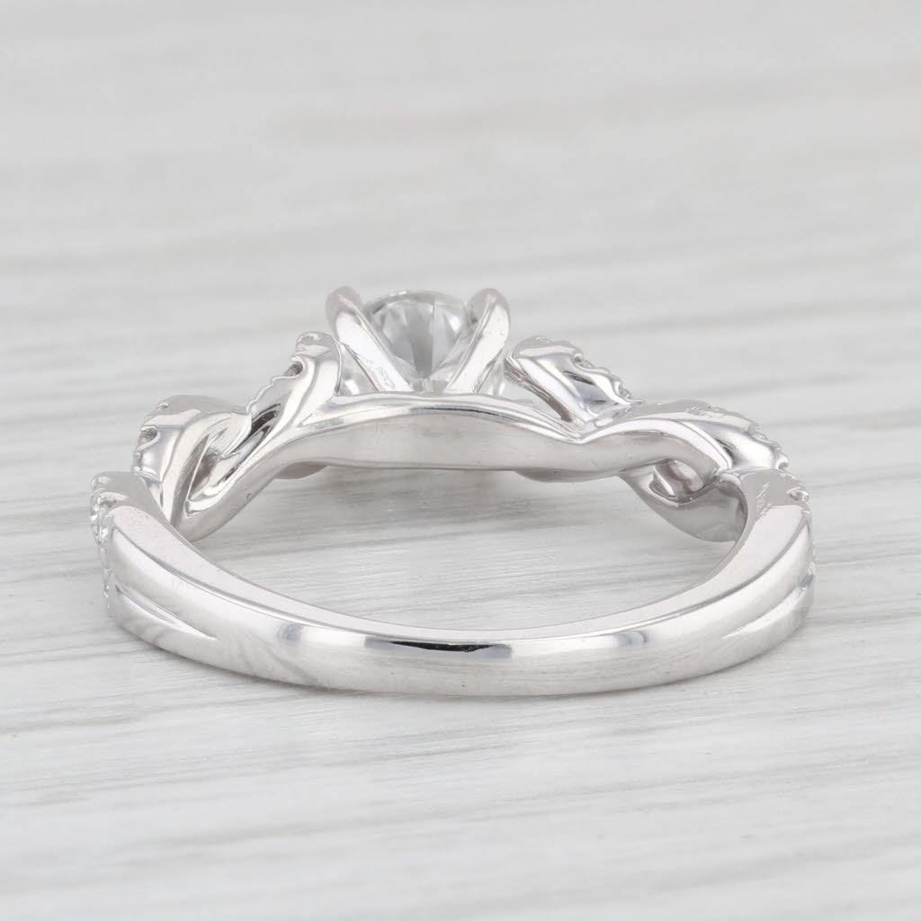 Light Gray 0.93ctw Round Diamond Twisted Rope Engagement Ring GIA Size 6 14k White Gold