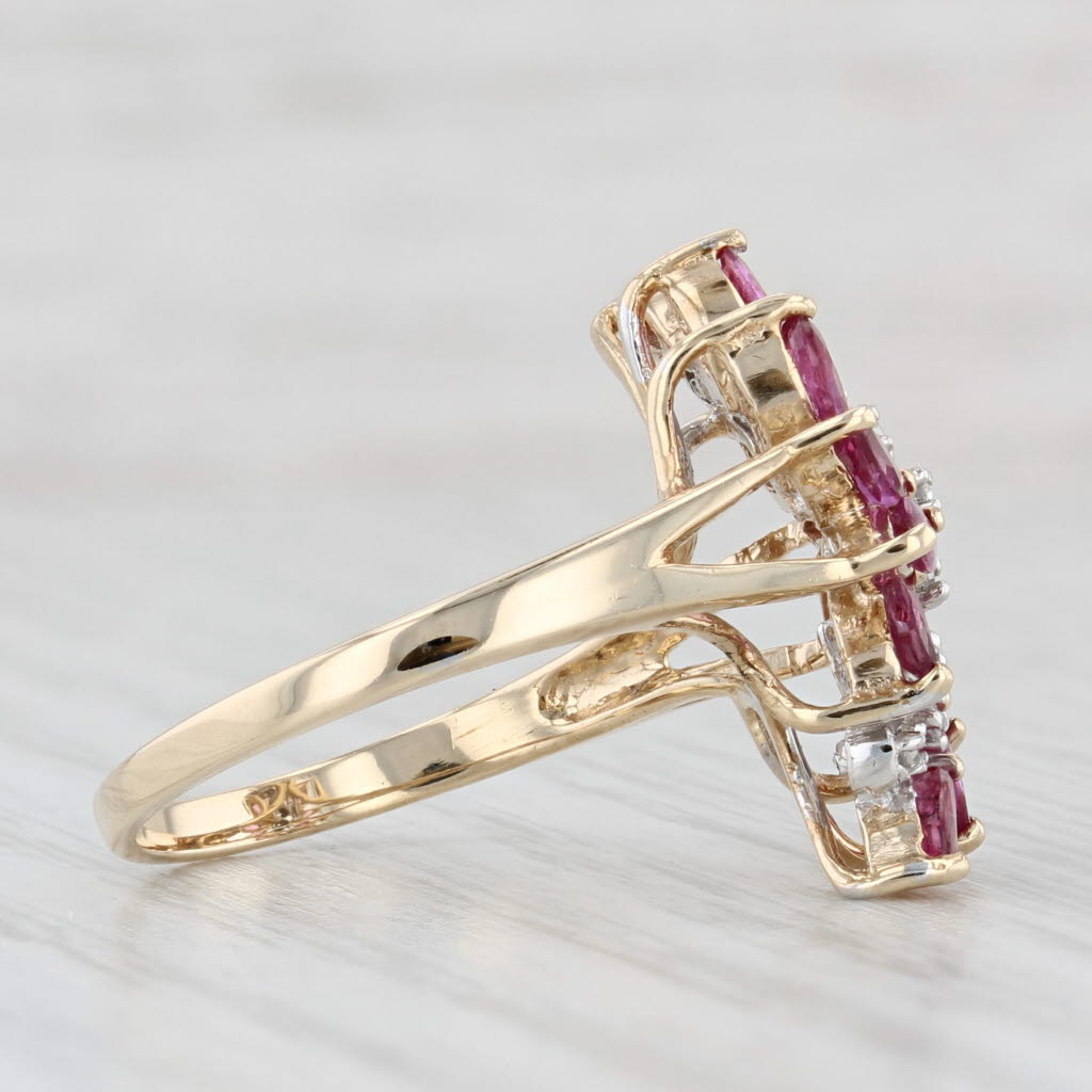 Light Gray 1.24ctw Ruby Diamond Cluster Ring 10k Yellow Gold Size 6.75