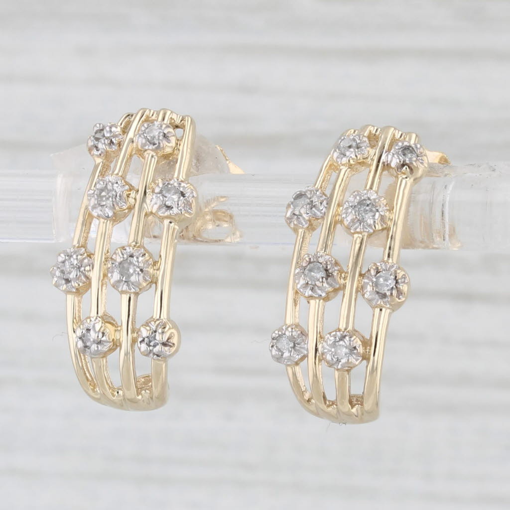 Light Gray Diamond Accented J-Hook Earrings 14k 10k Yellow Gold Drops