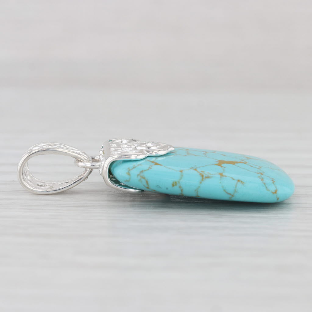 Light Gray Simulated Turquoise Pendant Sterling Silver Resin Statement