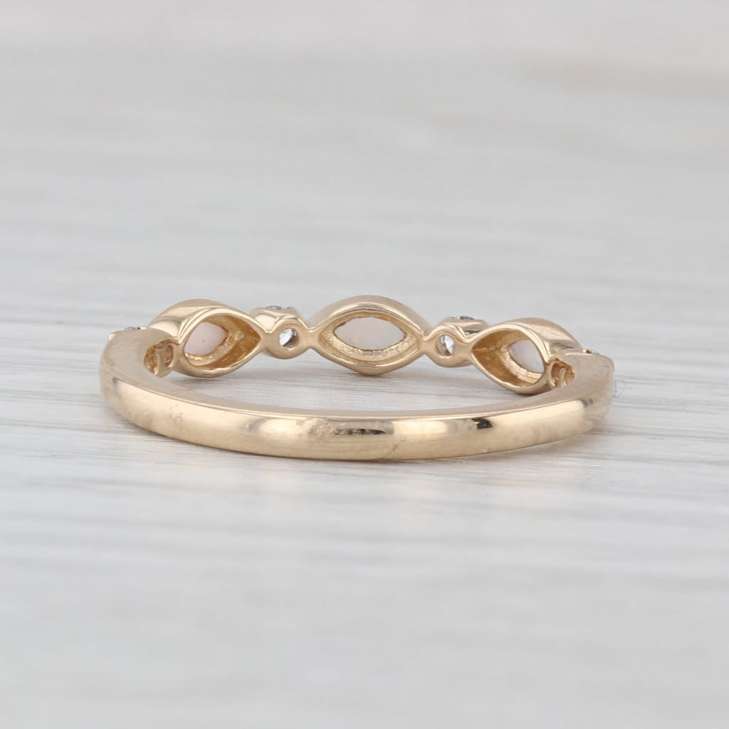 New 0.32ctw Opal Diamond Ring 10k Gold Stackable Wedding Band Size 7