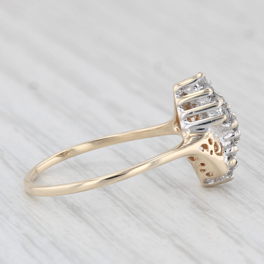 Light Gray 0.26ctw Diamond Cluster Ring 10k Yellow Gold Size 6.5 Bypass