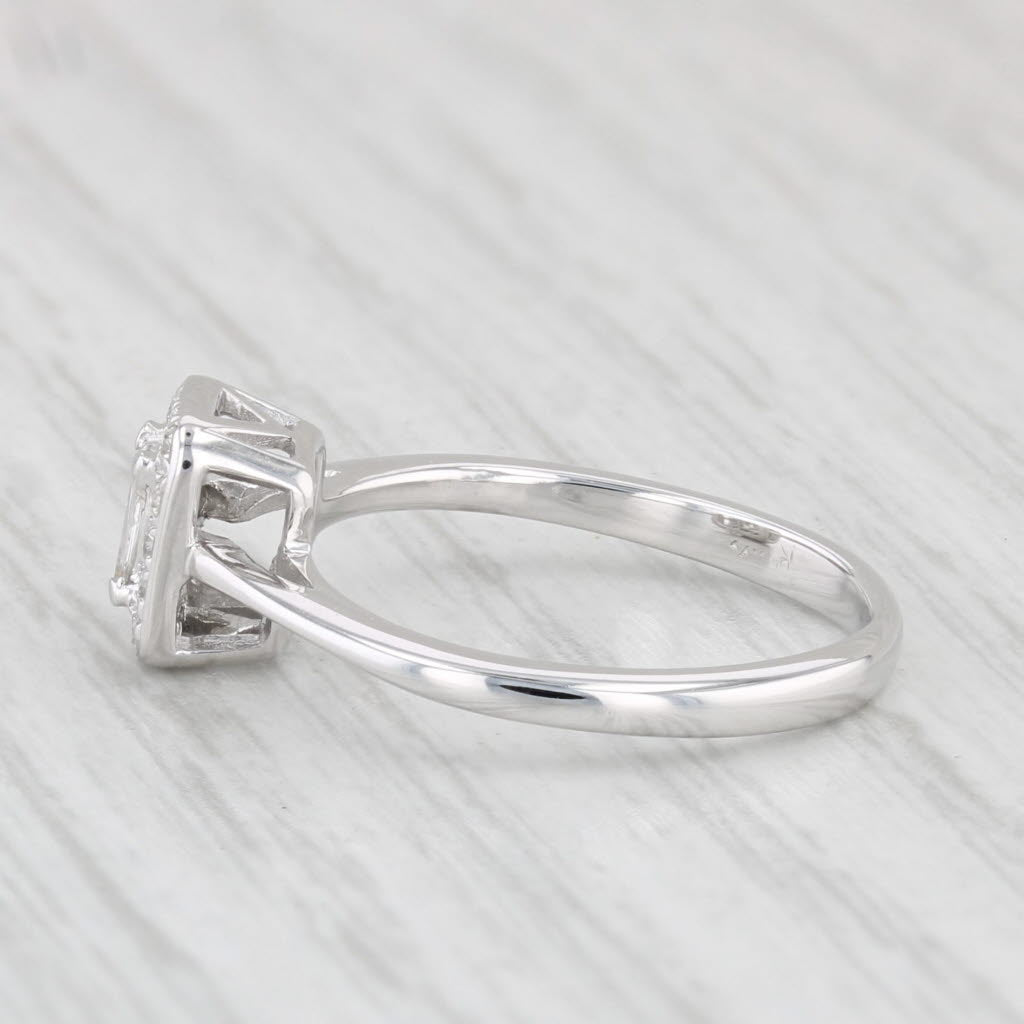 Light Gray 0.17ctw Diamond Halo Engagement Ring 14k White Gold Size 5