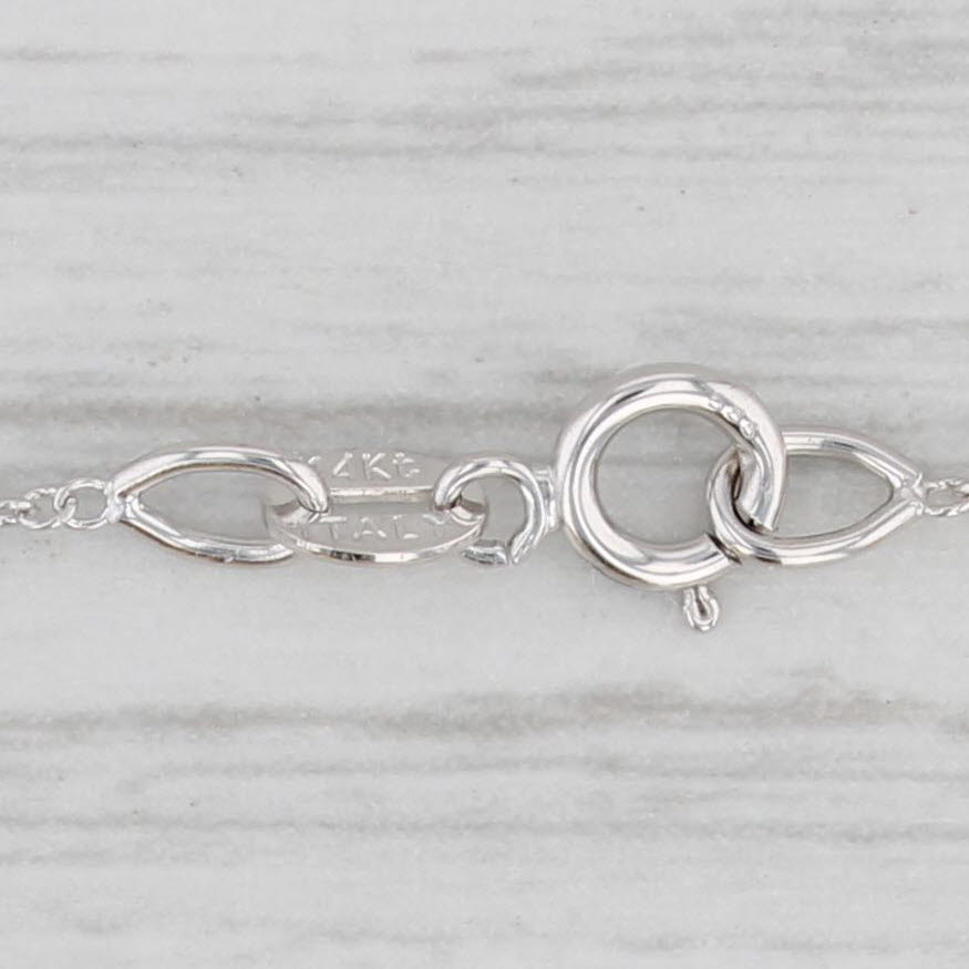 Light Gray Citrine Briolette Station Necklace 14k White Gold 16.5" Cable Chain