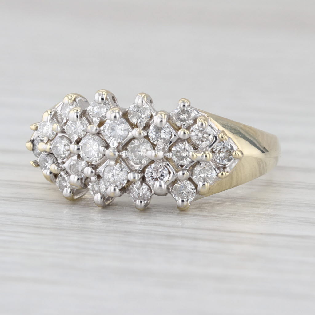 0.78ctw Diamond Cluster Ring 10k Yellow Gold Size 9.75