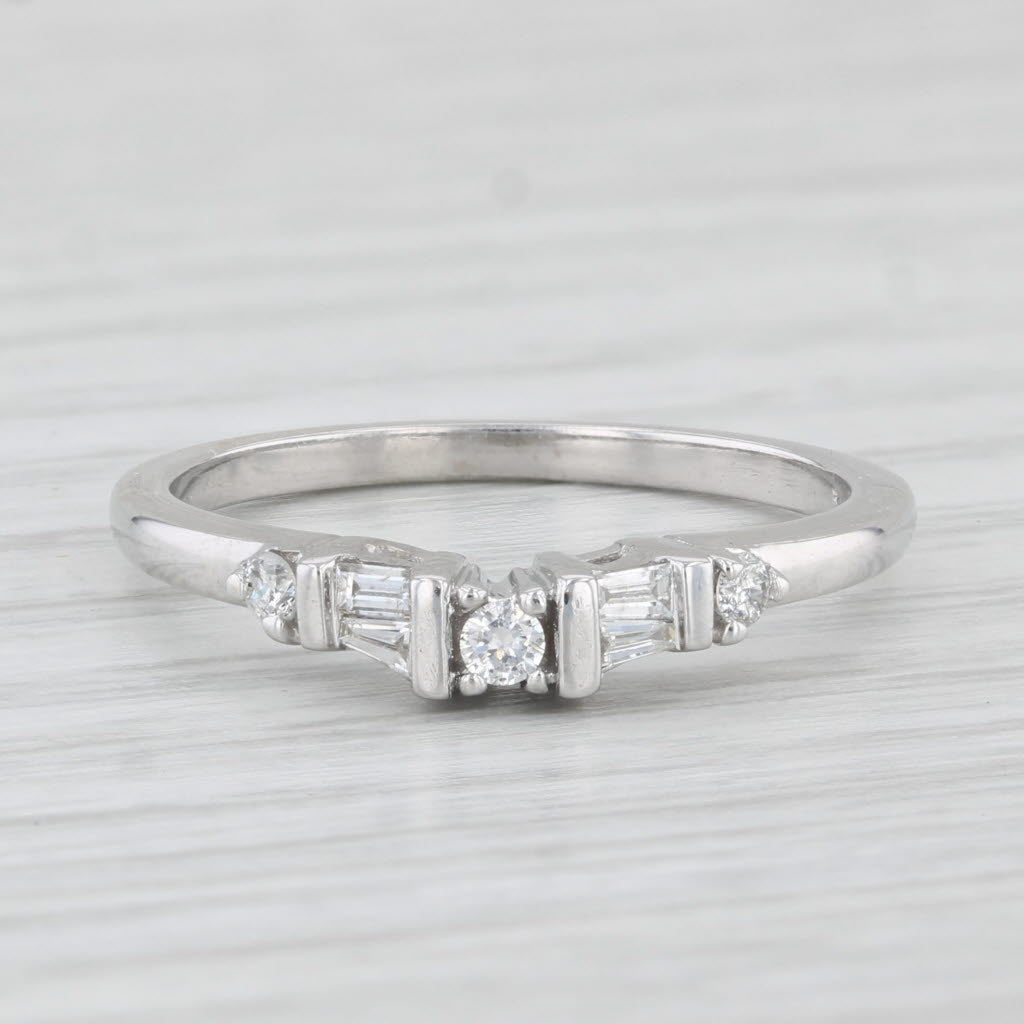 Light Gray 0.17ctw Diamond Wedding Band 14k White Gold Size 6.75 Stackable Ring