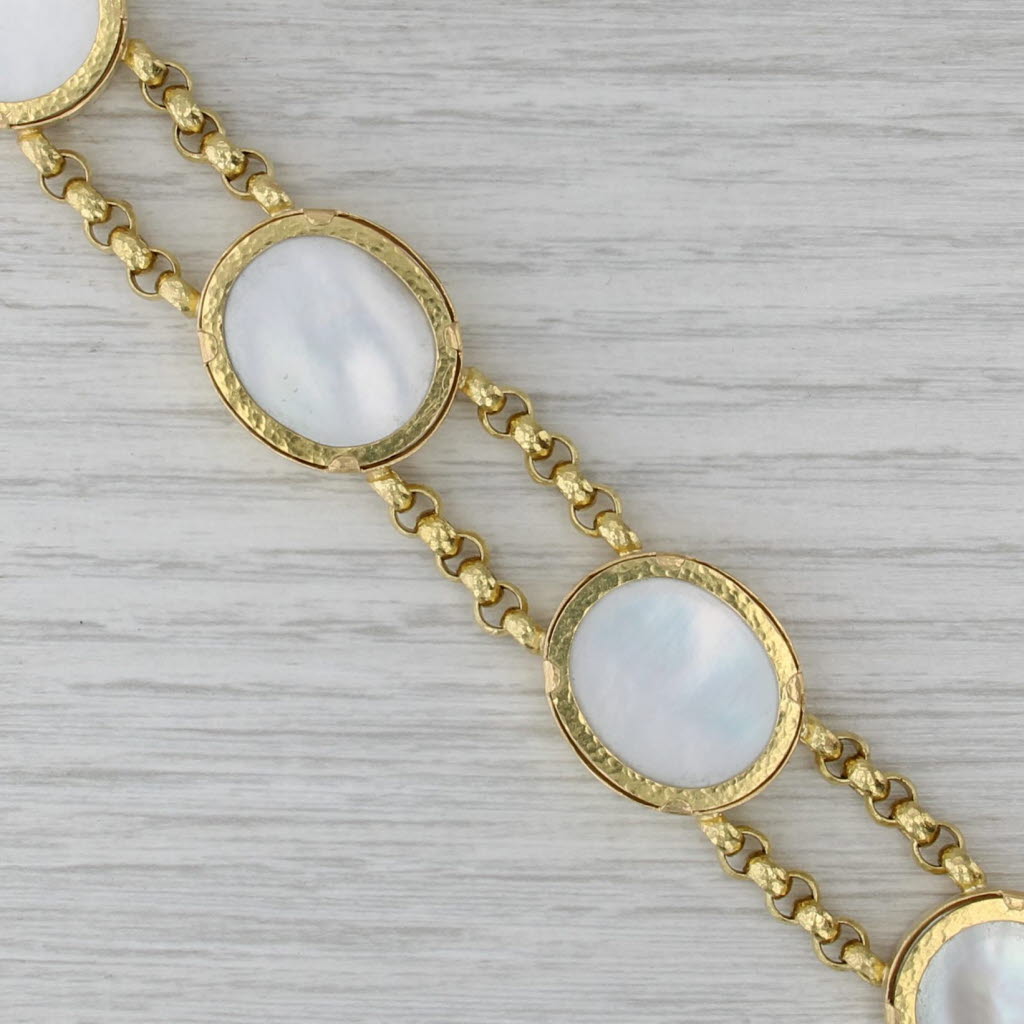 Elizabeth Locke Venetian Intaglio Bracelet 19k Gold 7.5" Glass Mother of Pearl