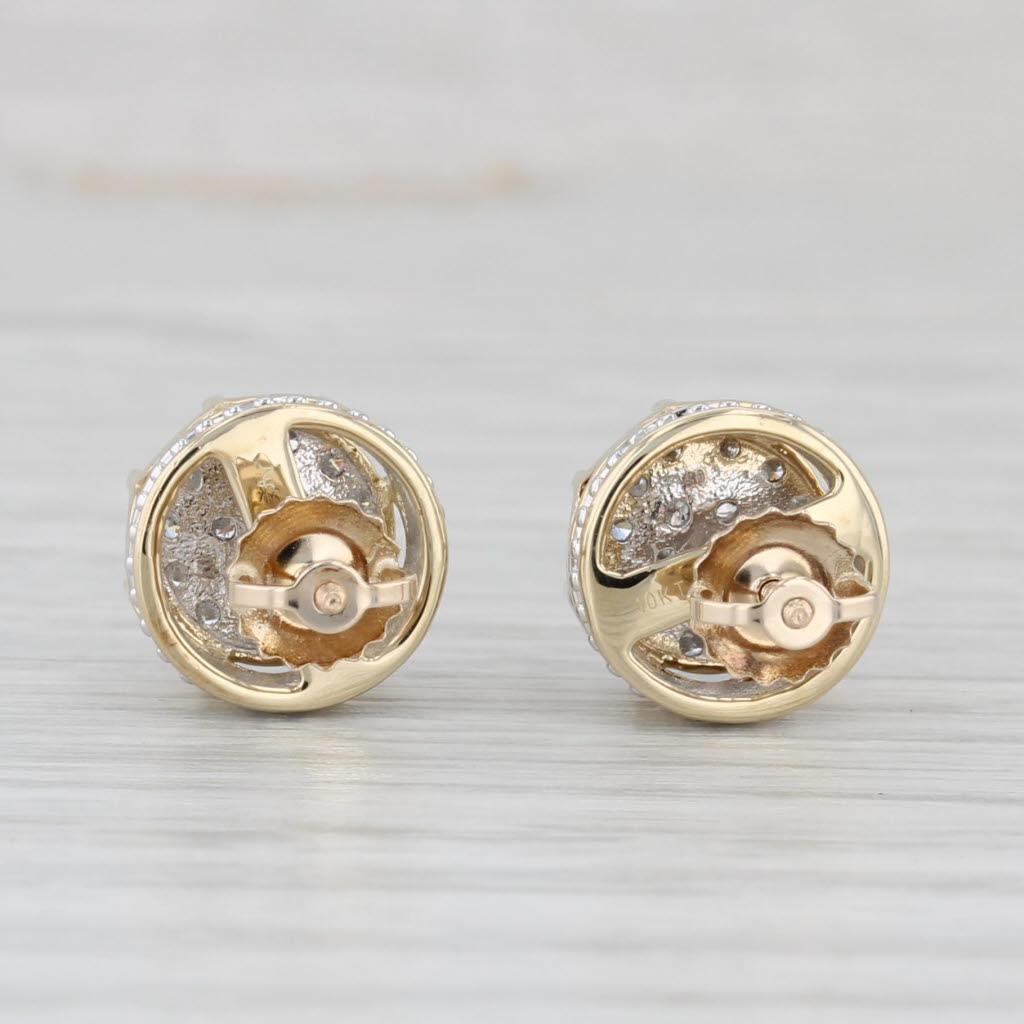 Light Gray 0.50ctw Diamond Cluster Stud Earrings 10k Yellow Gold Screw Back