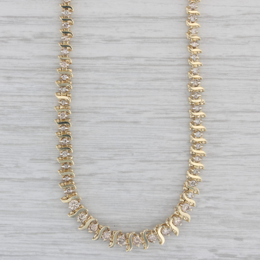 Gray 1.50ctw Graduated Diamond Tennis Necklace 10k Yellow Gold 16.5"